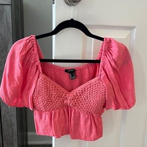 Forever 21 Coral Smocked Blouse